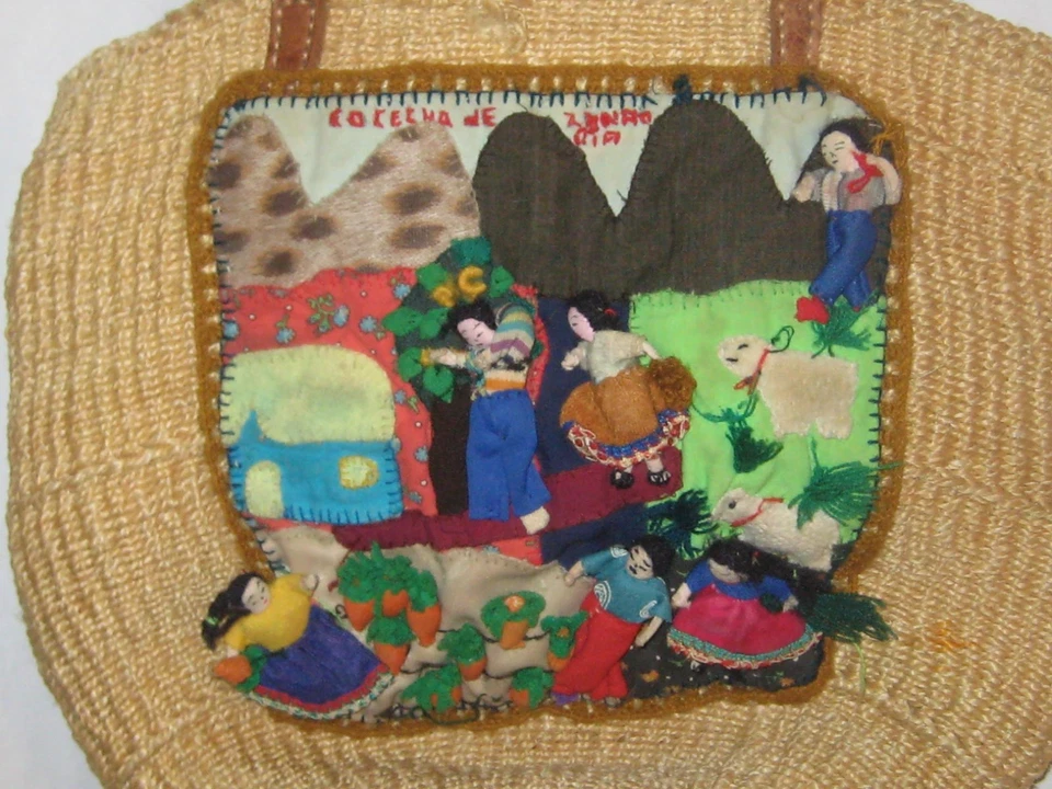 Bolso de Mano Vintage Mercado Peruano Tejido Paja Arte Popular Artesano Gran Tamaño Único Foto 3 de 4