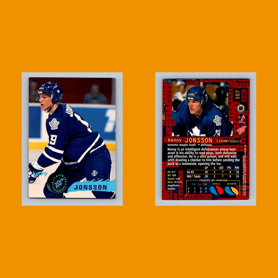 Kenny Jonsson #107 1995 Stadium Club Toronto Maple Leafs Hockey Card NHL NM - Image 3 of 3