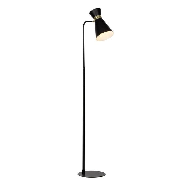 Brilliant Lampe Goldy Standleuchte 1Flg Schwarz-Matt/Gold | 1X A60, E27, 28W, G.-image