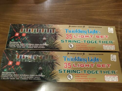 Vintage NOS Kmart Christmas Lights Twinkling Lite 2 Strings Of 35 Multi Color  - Picture 1 of 2