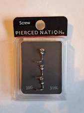 3 pc 316L Surgical Steel Diamond Flower Nose Screw Rings Set 20g