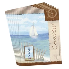 LOT OF 7 Blank Notecards + Envelopes, Coastal Sailboat Nautical Beach