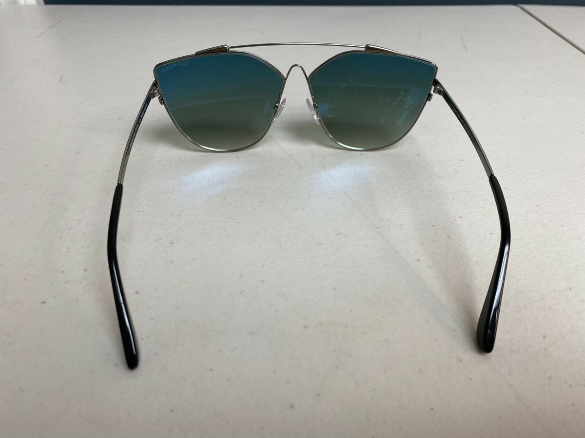 Tom Ford Jacquelyn-02 TF 563 14X Cat Eye Silver Sunglasses Green Gradient (C) Tom Ford Designer Sunglasses Jacquelyn TF563-18x in Silver  main image 3