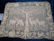 Antique MARY CARD Design 1931 Hand Crochet 'Woodlander' 4 Deer lge Centre/mat