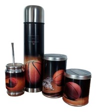 BALONCESTO - JUEGO MATE - Mate + Bombilla + Azúcar y Yerbera + Termo