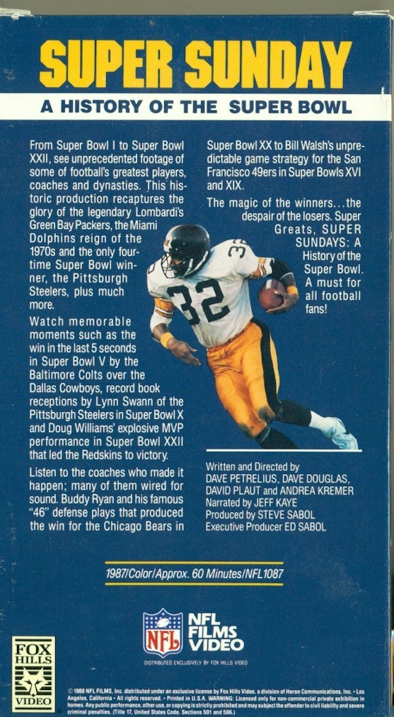 VIDEO VHS NFL-FOOTBALL-SUPER SUNDAY-A HISTORY OF THE SUPER