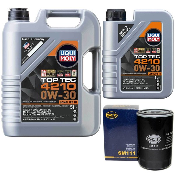 MotoröL Set Top Tec 4210 0W-30 Liqui Moly 6 Liter + ÖLfilter FüR Audi A4 Seat-image