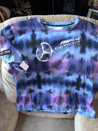 Puma Petronas Mercedes AMG F1 Shirt Mens XL Tie Dye Multicolor Short Sleeve