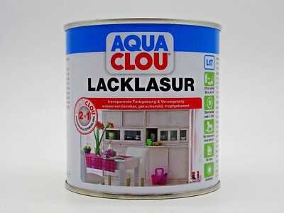 CLOU Aqua Lacklasur Holzlack Wohnraumlasur Innenlasur Farbe Seidenmatt - 375ml