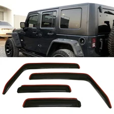 IN-CHANNEL Window Visors Sun Vent Rain Guard Fit Jeep Wrangler 2007 2008-2018