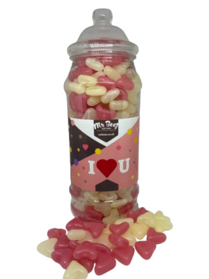 Jelly Bean Love Hearts I love You Neuheit Glas 900gm Valentinstag süßes Geschenk
