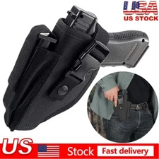 Tactical Right Hand OWB Gun Holster Waist Belt Pistol Holder with Magazine Pouch