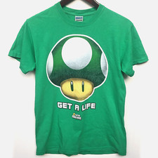 Vintage Super Mario bros. Mushroom Green T-Shirt Get A Life Mens S