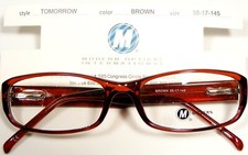 NEW MODERN OPTICAL TOMORROW BROWN EYEGLASSES GLASSES PLASTIC FRAME 55-17-145mm