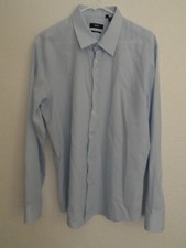 Hugo Boss Slim Fit Dress Shirt Size 44 17 1/2 Light Blue