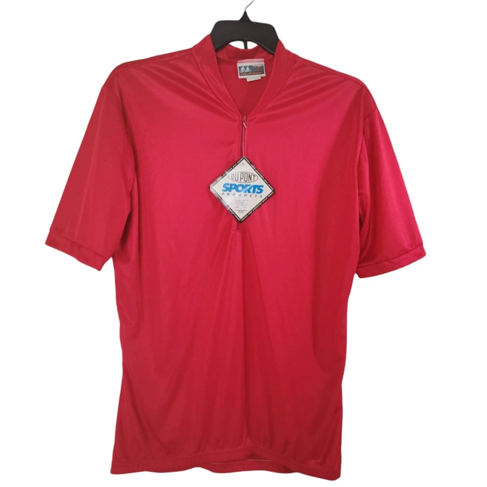 NASHBAR Du Pont Coolmax Men XXL Cycling Jacket 1/4 Zip Red 3-Pouch Short Sleeve. - Image 2 of 4