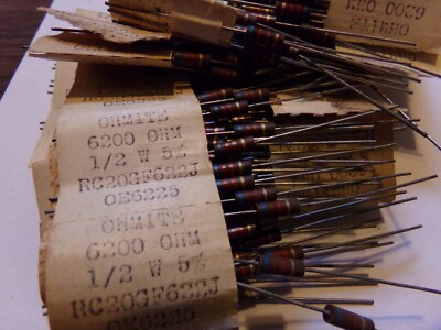 6.2K RESISTOR CARBON COMPOSITE BY OHMITE .5W 5% TOLERANCE (5 PIECES) USA