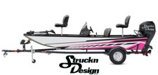 Pink Black White Gray Dashed Angled Lines Graphic Wrap Boat Fish Decal US Vinyl