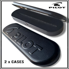 Empty pen box Pilot pen Presentation metal gift case x 2 hinged lid + foam inner