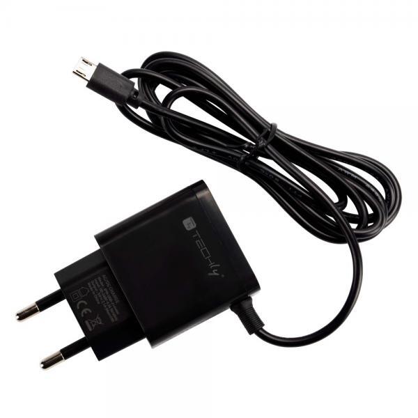 Techly Caricabatterie Alimentatore Micro USB 5V 1A per Smartphone Tablet Nero
