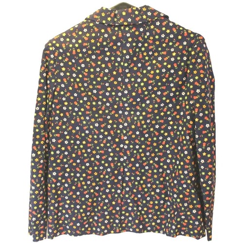 Vtg blazer jacket size medium navy blue floral handmade lined button front retro - Picture 7 of 7