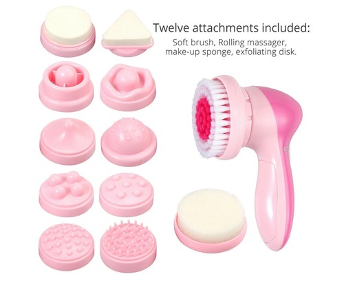 12 in 1 Electric Facial Face Spa Cleansing Brush Beauty Cleanser Exfoliator Body - Picture 8 of 8