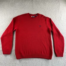 NEW Vintage Chaps Ralph Lauren Sweater Medium Red Pullover Chunky Knit Grunge 90