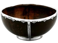 Antique George V Sterling Silver Mounted Coconut Bowl Arts and Crafts 1928