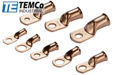 TEMCo Bare Copper Lug Ring Terminals Battery Wire Welding Cable AWG