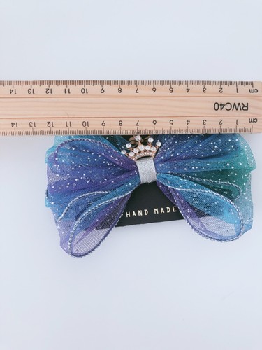 Girls Blue Princess Bow ribbon Hair Clip or Headband Hairband Hair head band - Picture 16 of 22
