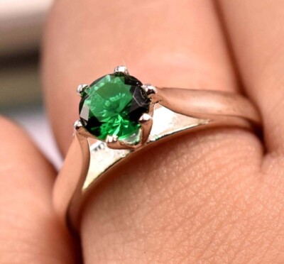 3 Ct Natural Green Colombian Emerald Unheated 925 Sliver Engagement Ring