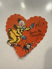 Vintage Valentine With Clown And Cute Dog