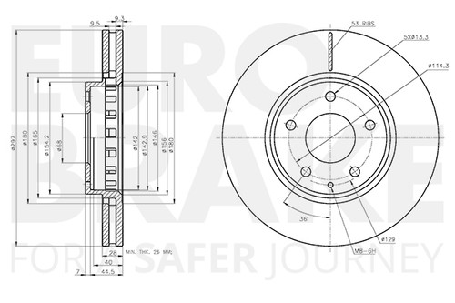 2x EUROBRAKE Bremsscheiben vorne passend für Mazda CX-5 KF KE GH - Bild 3 von 3