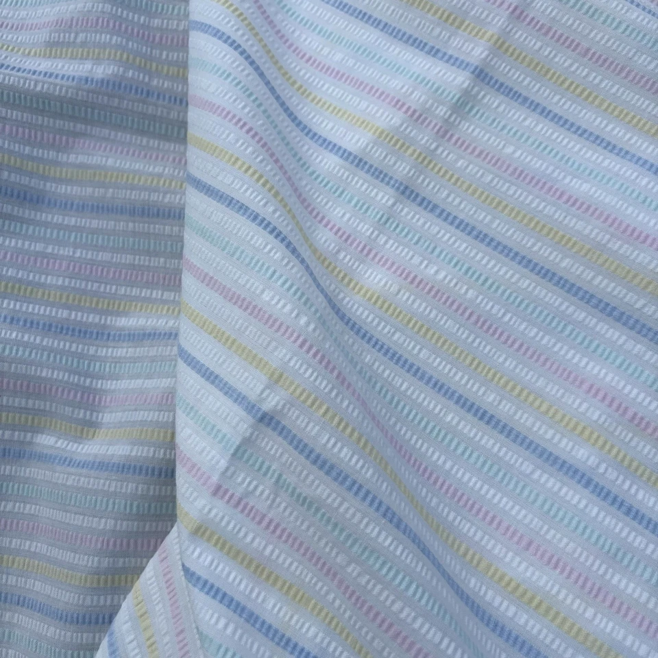Tela a Rayas Seersucker 3.3 yardas x 44 pulgadas Blanco Rosa Azul Verde Amarillo Primavera Foto 3 de 4
