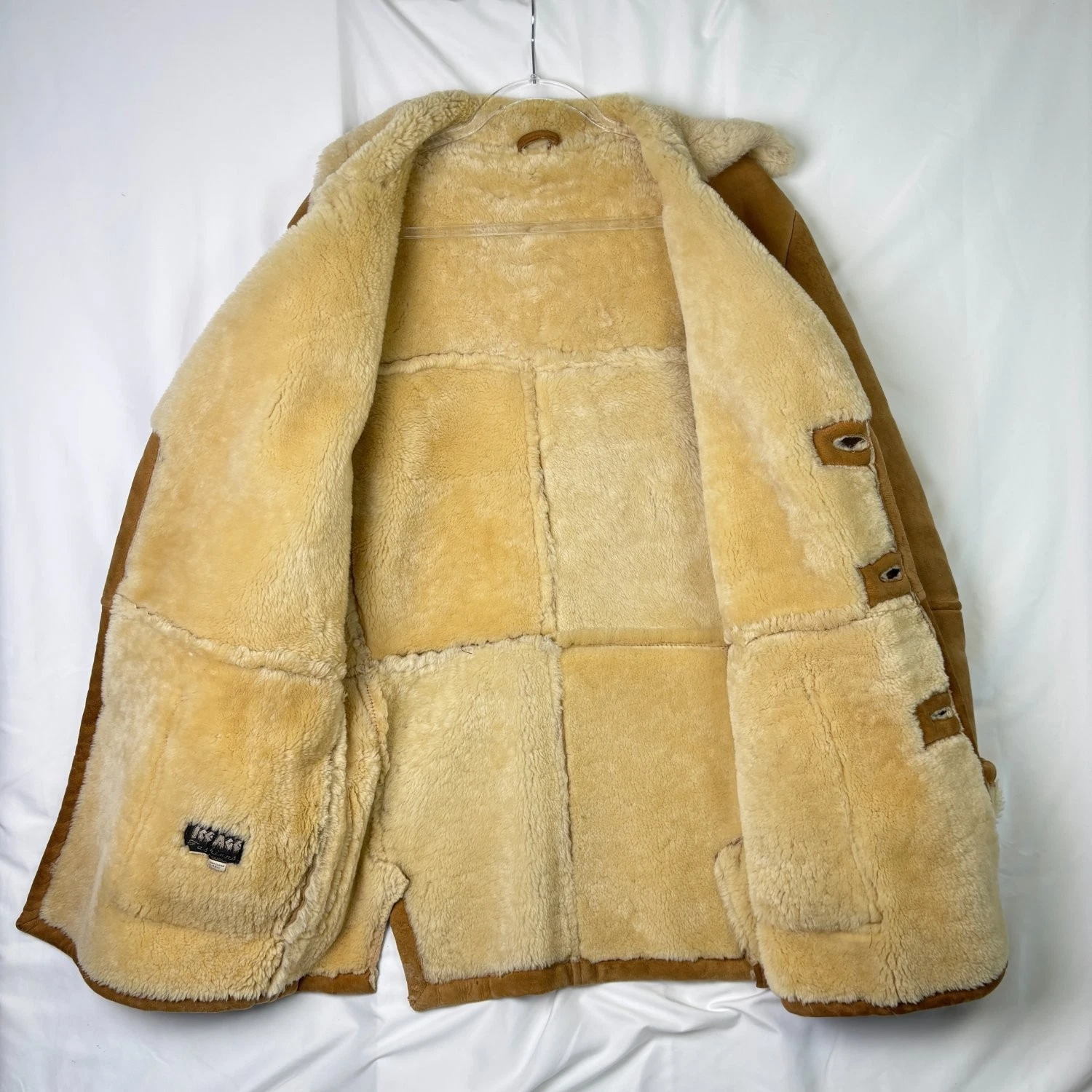 Vtg Ice Age Shearling Coat 70s Mens Medium Brown Suede Leather Rancher Jacket image 17
