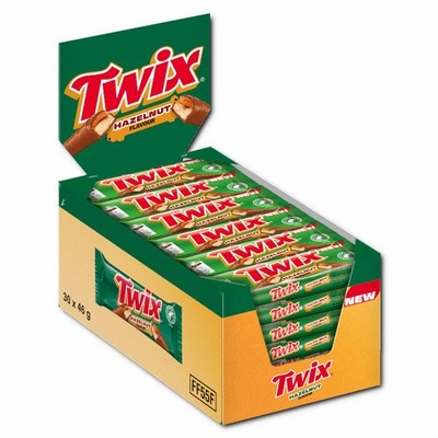 (13,49 /1kg) Twix Hazelnut Flavour, Schokolade, 30 Riegel je 46g