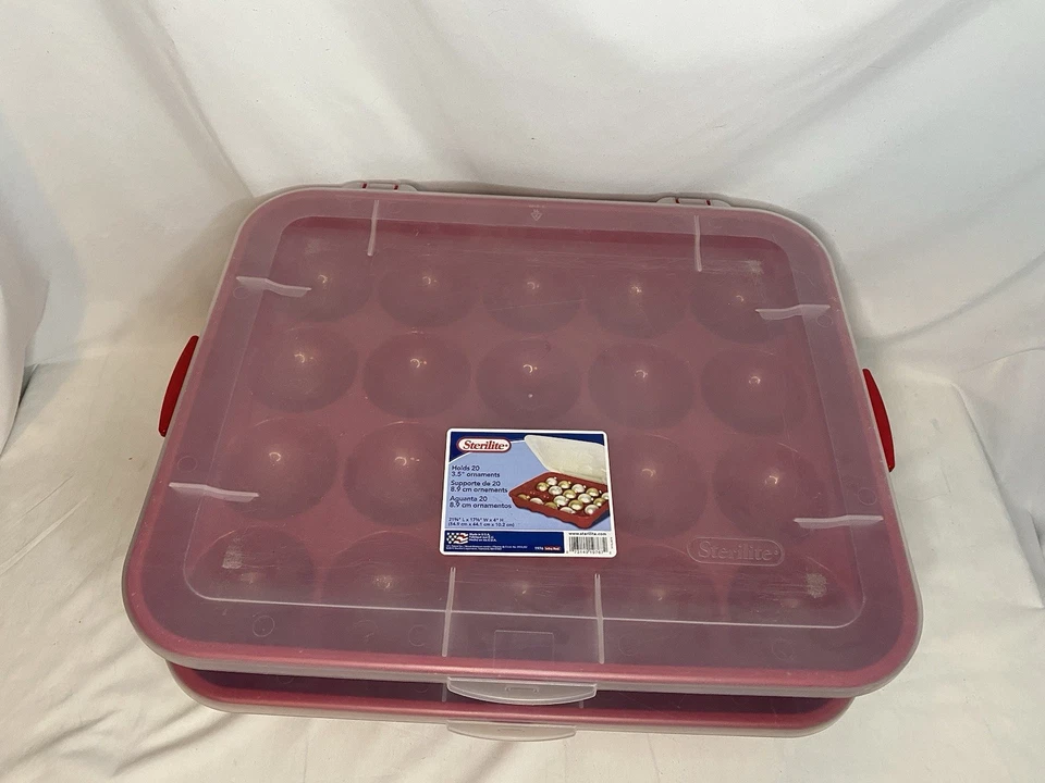 2 bolsas de plástico para adornos navideños de almacenamiento cada una con capacidad para 20 tapas de esterilito navideñas Foto 3 de 4