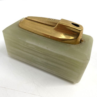 Vintage 1960s Ronson Empress Varaflame Green Onyx Table Lighter England K12