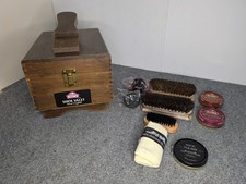 Kiwi Handcrafted Dovetailed Shoe Valet/Shine Box Stand W/ Accessories