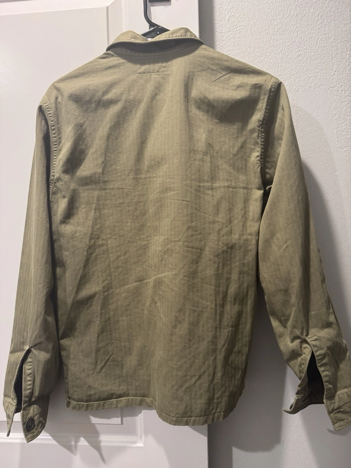 RRL Ralph Lauren Green Cotton Twill Military Jacket Shirt Pockets Size S - product detail image 4