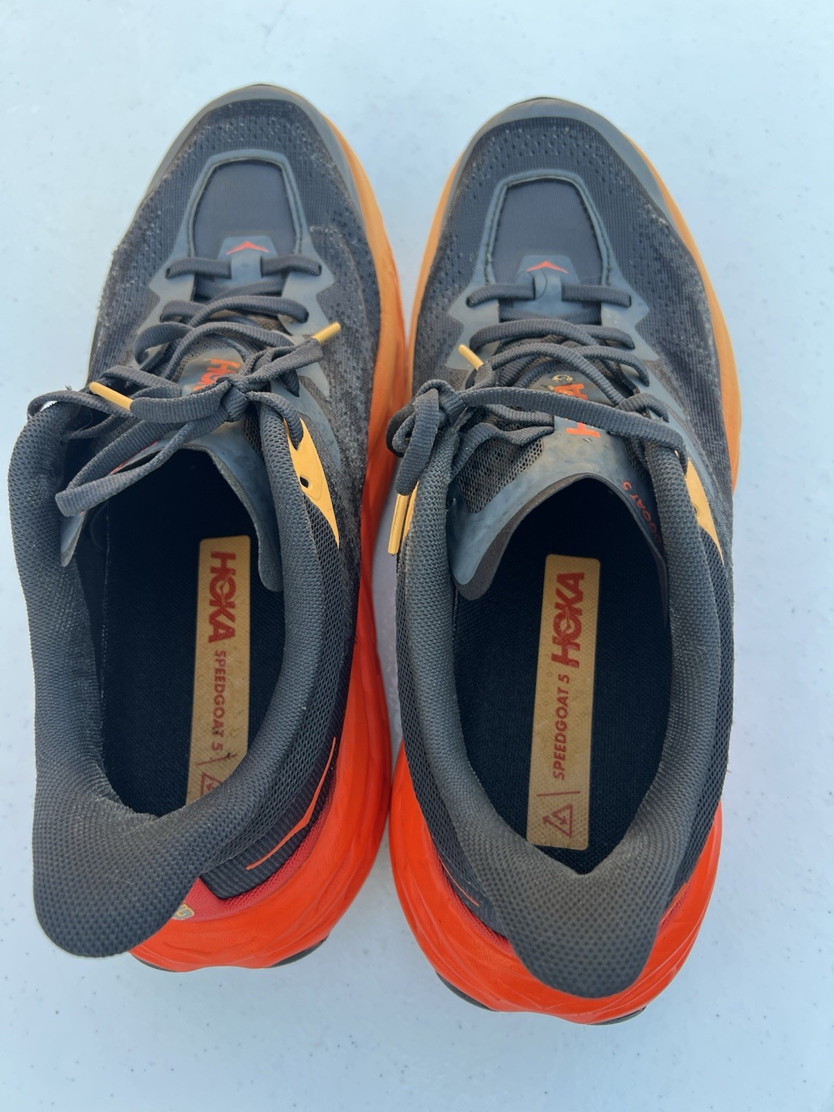 Men’s HOKA Black Red Orange SpeedGoat 5 Running Shoes Size 9.5 thumbnail 7