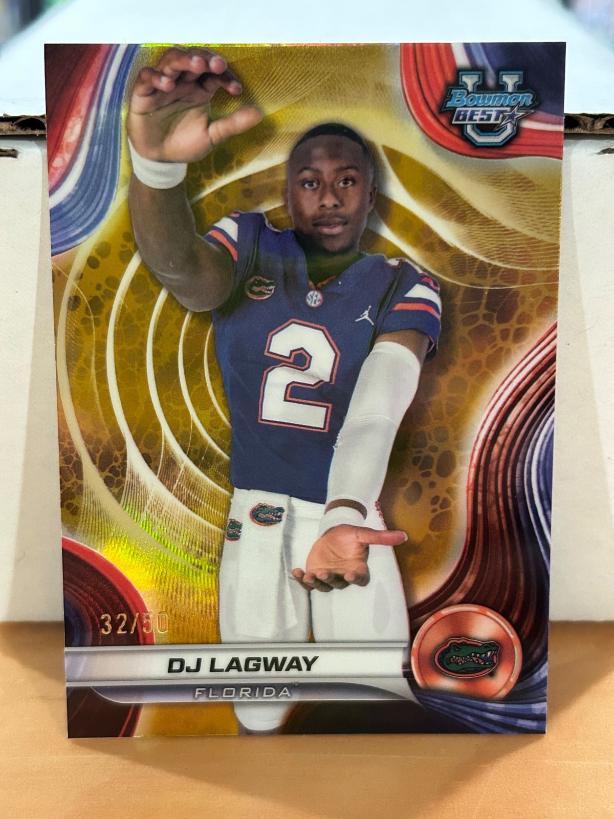 2024 Bowman Best University DJ Lagway Gold Refractor /50 88 Florida Gators