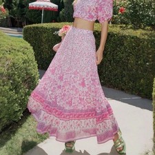 Spell & The Gypsy Mossy Skirt Size Extra Large XL Button Through Maxi Lilac