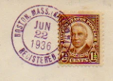 Massachusetts (Navy Yard Sta.) Boston Registered 1936 violet double ring  1922-1