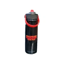 Stranger Things Black Water Bottle Red Cap Handle Reusable Sports Bottle 30 oz