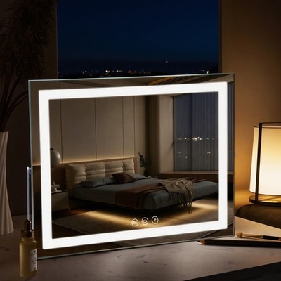 Hollywood Star-Style Vanity Mirror | 3 Color Lights + Magnifier | Xmas Gift