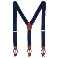 CTM Men's Elastic and Leather Suspender Gift Set with Clip Button and Swivel