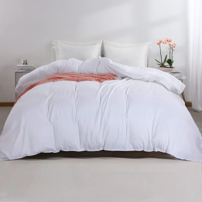 HOMBYS Oversized King Duvet Cover 120 x128 Inch Ultra Soft Microfiber White Duve