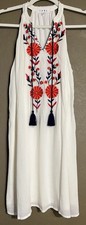 THML Anthropologie Cream Floral Embroidery Racerback Sleeveless Dress W’s Small
