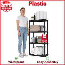 4-Shelf Light Duty Plastic Storage Shelves, 200lb Capacity, 48" H x 24"W x 12" D